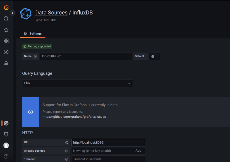 Grafana database config