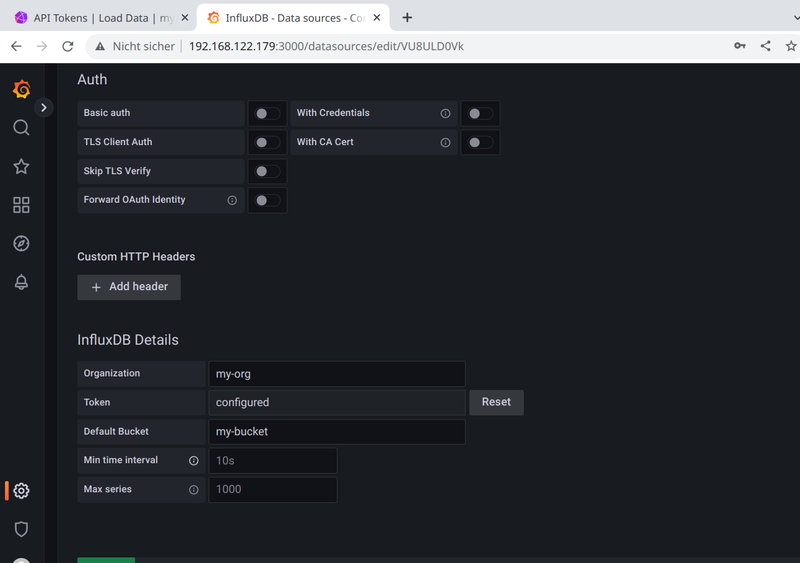 Grafana database config